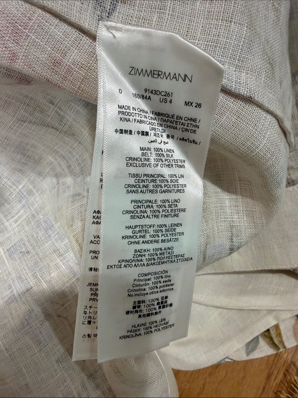 NWOT Zimmermann Floral Print Midi Linen Dress Size AU 0/1/2/3 - Picture 12 of 13